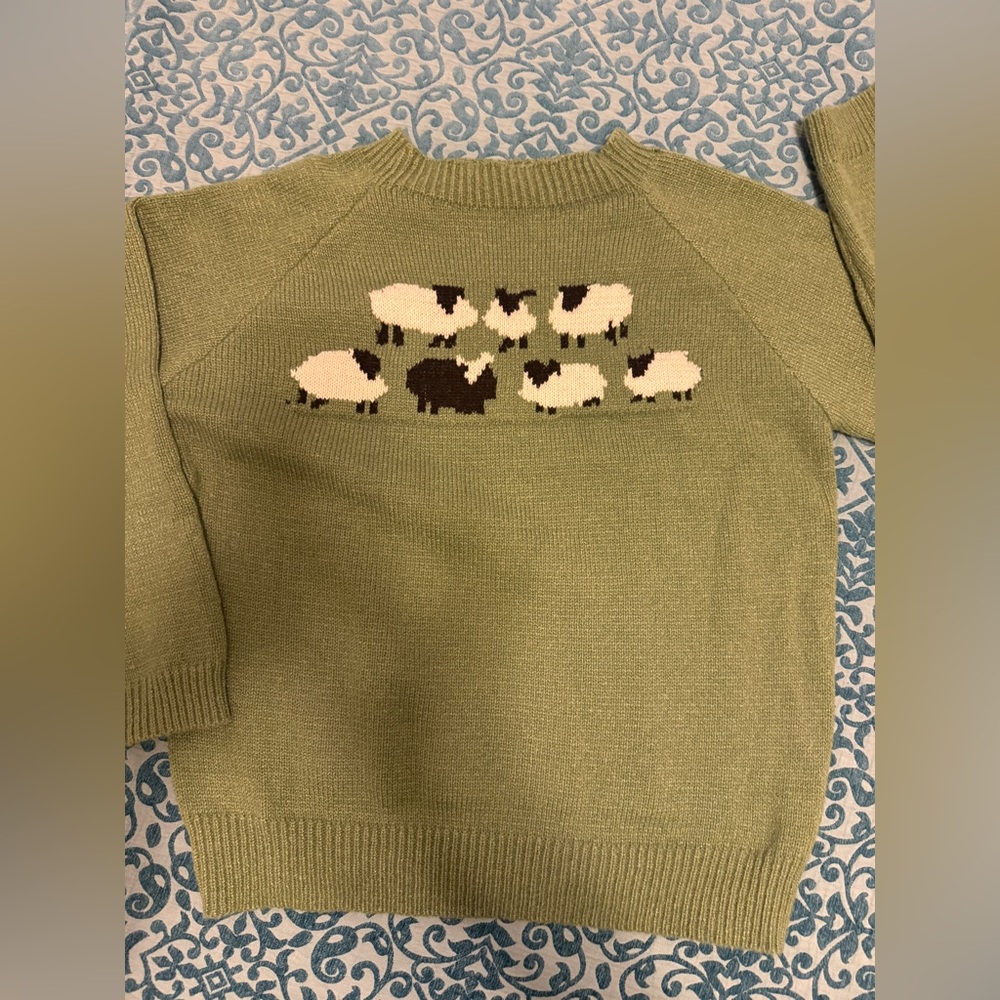 Green Sweater with Sheep Design
